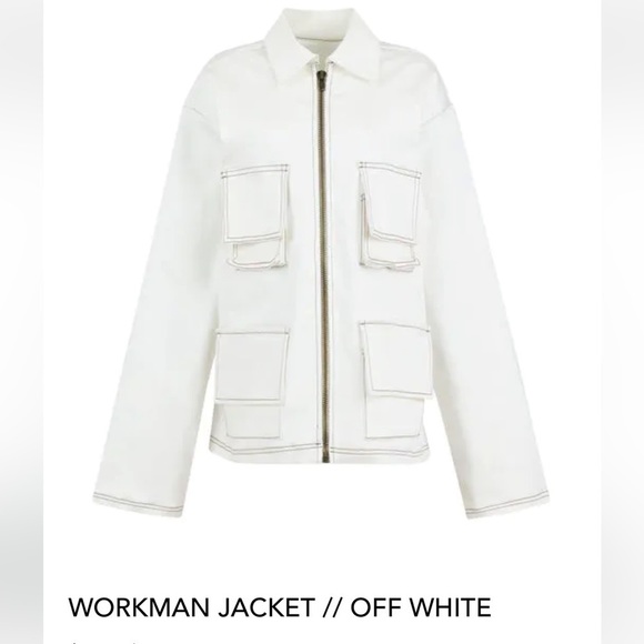 Nwt Laina Rauma Off-White Workman Utility Jacket new tags sz Med Jean Machine - Picture 1 of 16